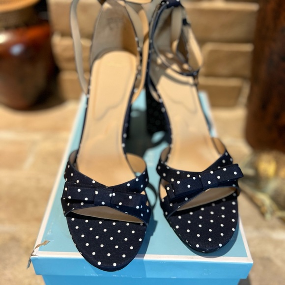 Draper James RSVP Averie, open toe heels/sandals, 3.75" heel, navy&white new - Picture 8 of 11